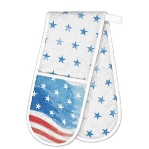 Michel Design Works Cotton Kitchen Double Oven Glove Red, White & Blue NEW